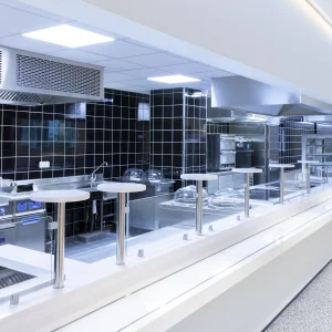 Reportage photo - Cantine moderne et espace de restauration dans les bureaux Samsung à Saint-Ouen