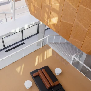 Reportage photo Université Paris Saclay - espace détente avec des assises confortables