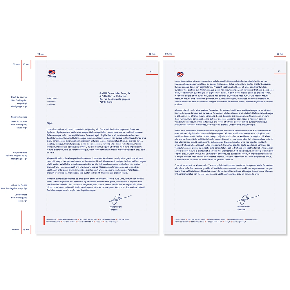 Charte graphique Weavy - exemple d'utilisation du logotype