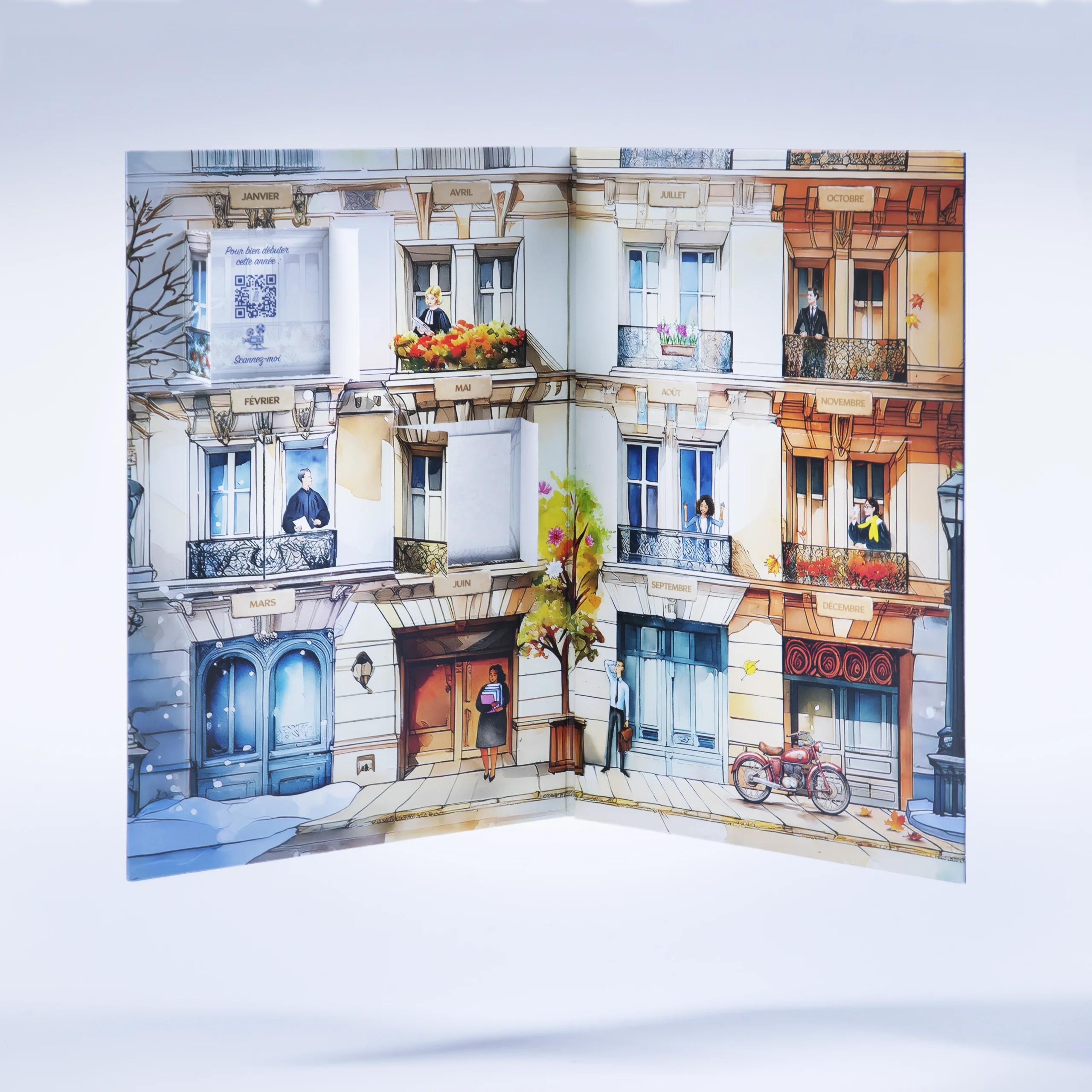 Houdart & Associés Calendrier de l'après intérieur et illustration Houdart & Associés Calendrier de l'après - photo de l'intérieur du calendrier, vue sur les illustrations qui composent l'objet