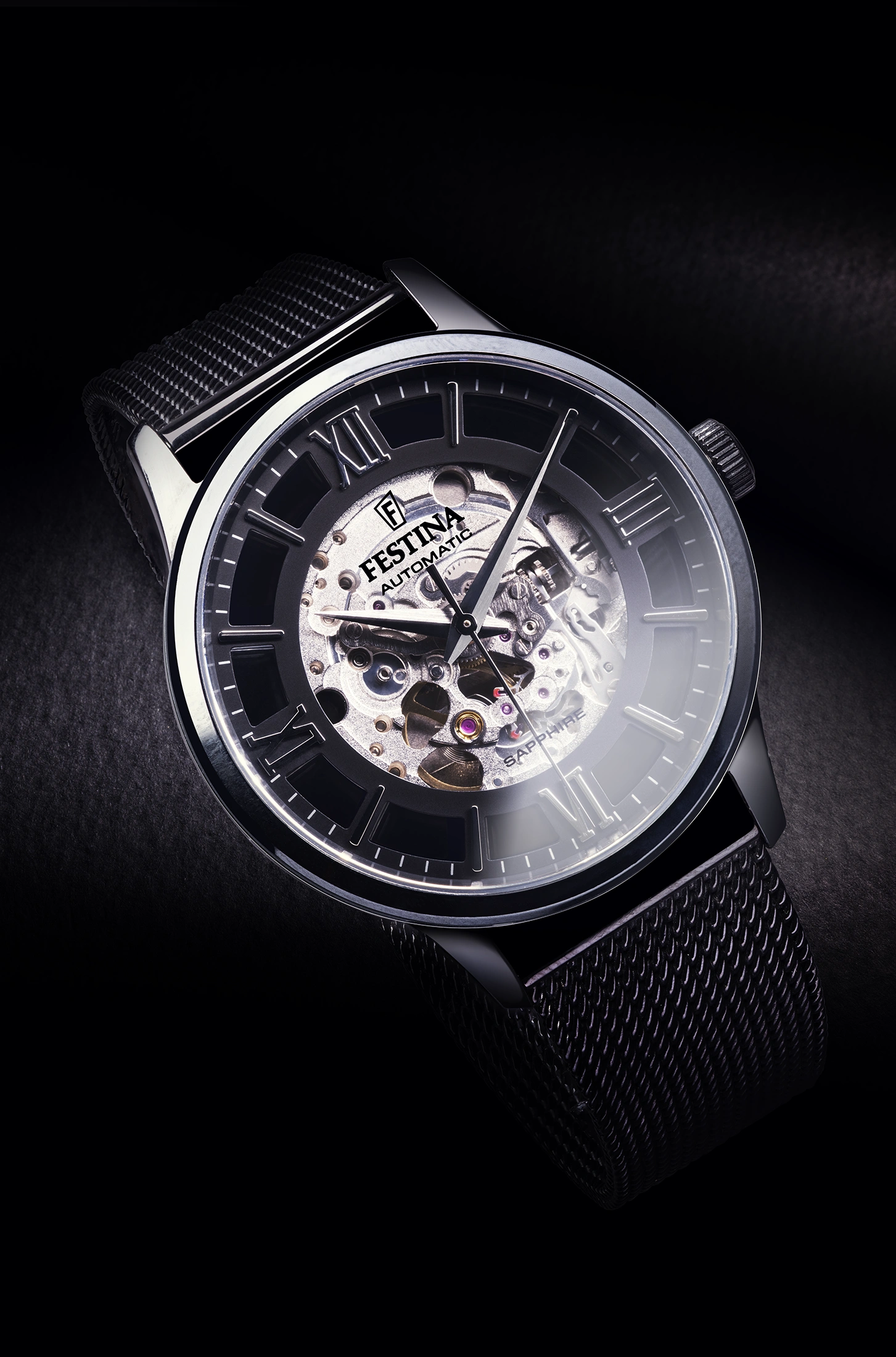 Shooting photo montres de luxe ambiance sombre noir Festina - Sapphire- Agence Verveine